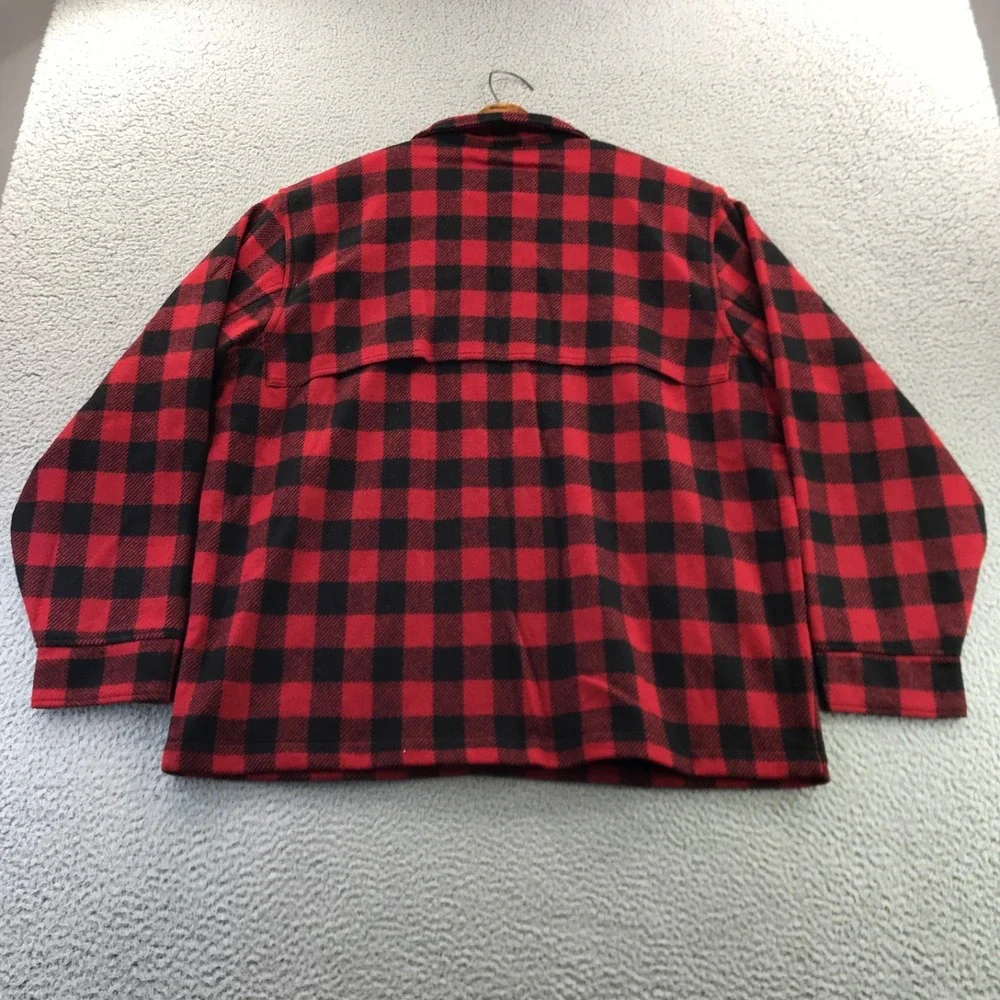 LL Bean Jacket Mens L Red Black Maine Guide Wool Shirt Jac Buffalo Plaid NEW